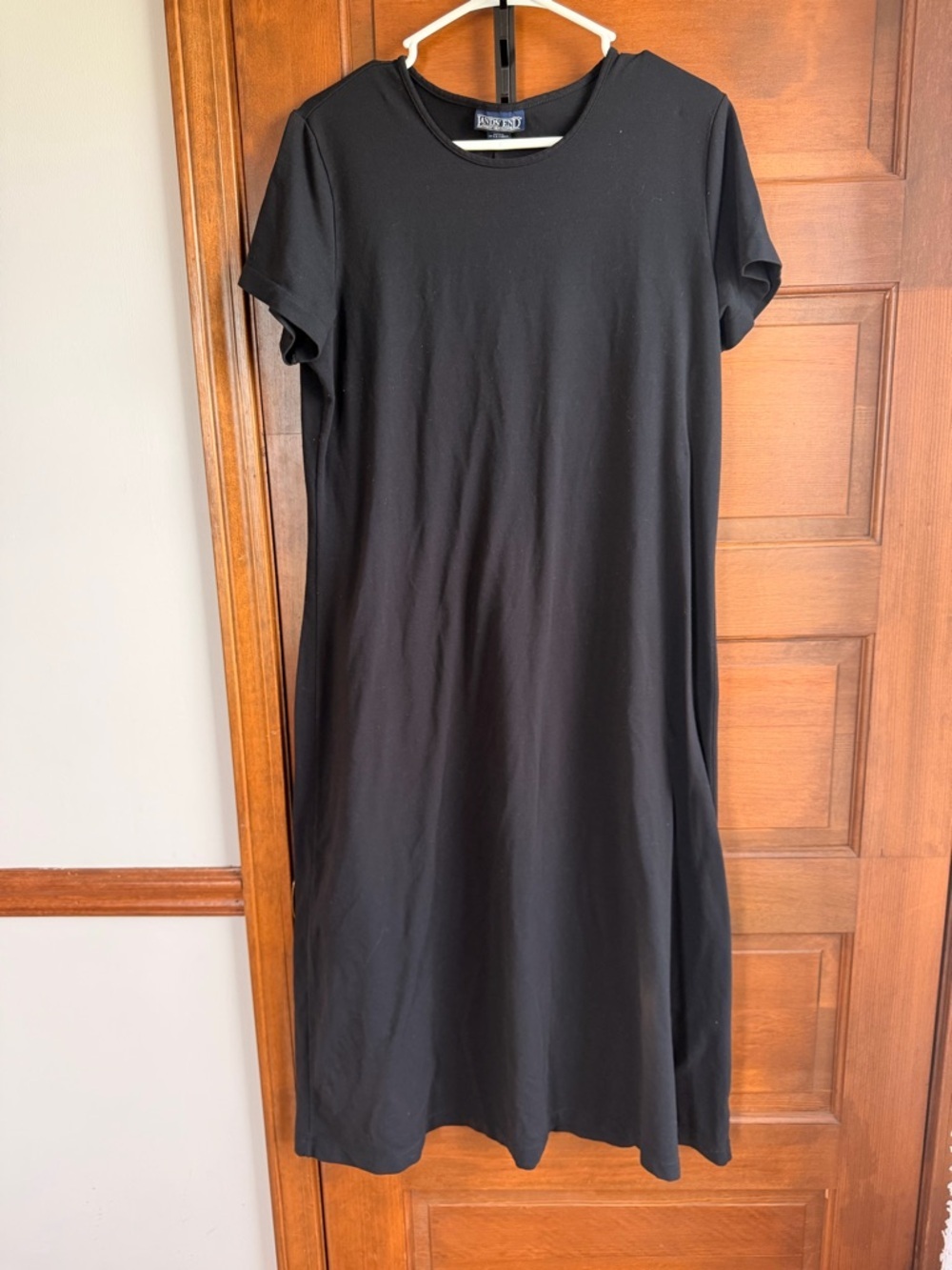 Lands End Short Sleeve Black Maxi Dress